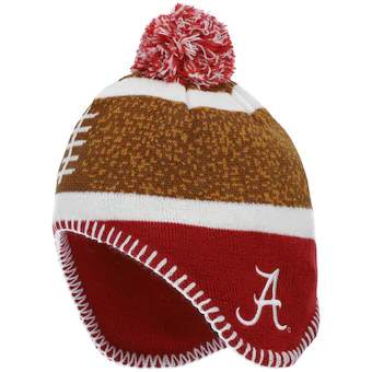 Alabama Crimson Tide Youth Football Head Knit Hat with Pom Brown