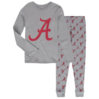 Alabama Crimson Tide Youth Long Sleeve T-Shirt & Pant Sleep Set Heathered Gray