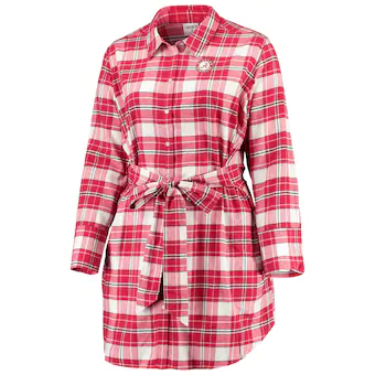 Alabama Crimson Tide ZooZatz Womens Plus Size Warmup Flannel Button Up Dress Crimson