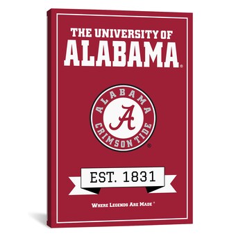 Alabama Crimson Tide iCanvas Established Date & Motto Canvas Print