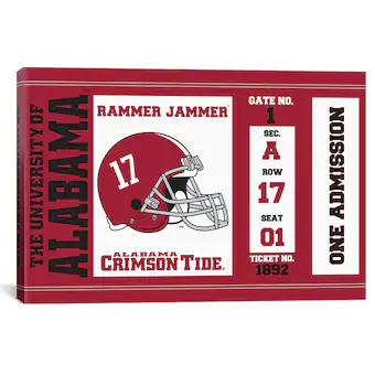 Alabama Crimson Tide iCanvas Game Day Football Ticket Canvas Print