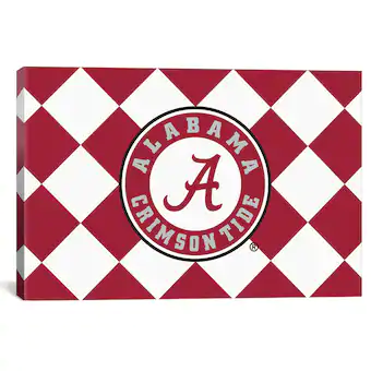 Alabama Crimson Tide iCanvas Logo Checkered Canvas Print