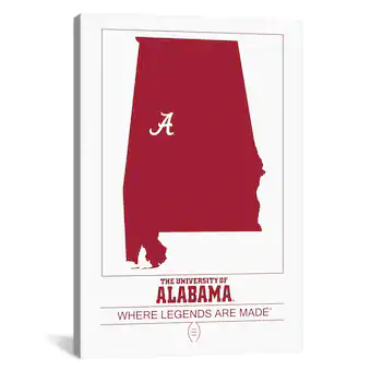 Alabama Crimson Tide iCanvas State Marker Canvas Print
