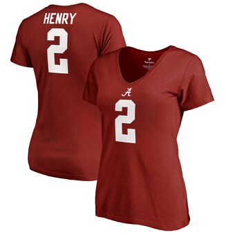 Alabama Crimson Tide T-Shirt - Fanatics Brand - Ladies - Derrick Henry 2 - Football - V-Neck - Crimson