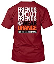 Alabama Crimson Tide T-Shirt - New World Graphics - Friends Don't Let Friends Wear Orange Just Say No - Crimson