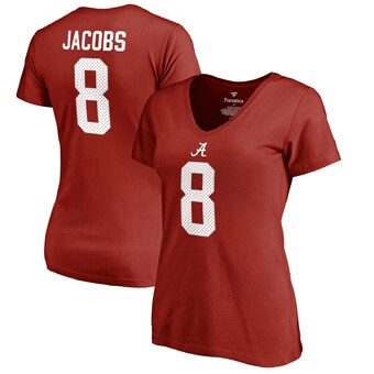 Alabama Crimson Tide T-Shirt - Fanatics Brand - Ladies - Josh Jacobs 8 - Football - V-Neck - Crimson