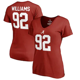 Alabama Crimson Tide T-Shirt - Fanatics Brand - Ladies - Quinnen Williams 92 - Football - V-Neck - Crimson