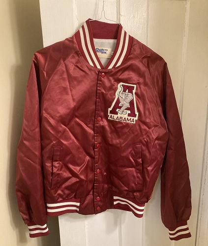 Vintage Alabama Crimson Tide Chalk Line Satin Bomber Jacket Size Medium